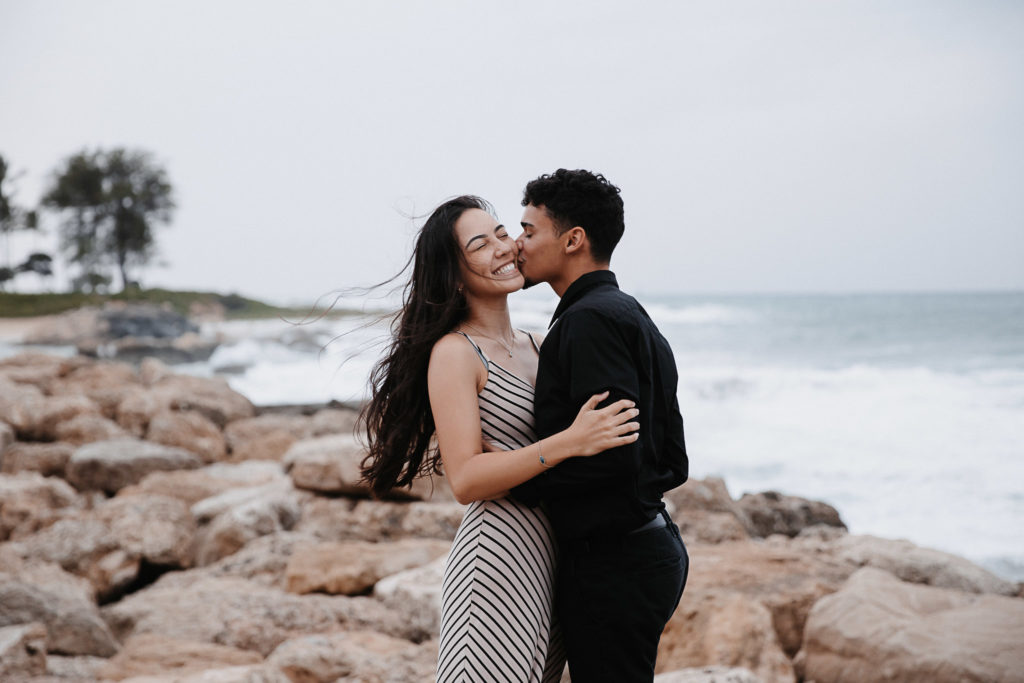 paradise cove couple kissing cute pose